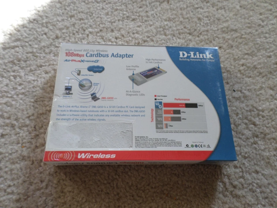 D-Link DWL-G650 Wireless Cardbus Adapter, 802.11g, 108Mbps - Image 3 of 4