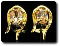 Saphir Orange Ohrringe 2X7 Mm Vergoldet Mit 18 Karat Gold