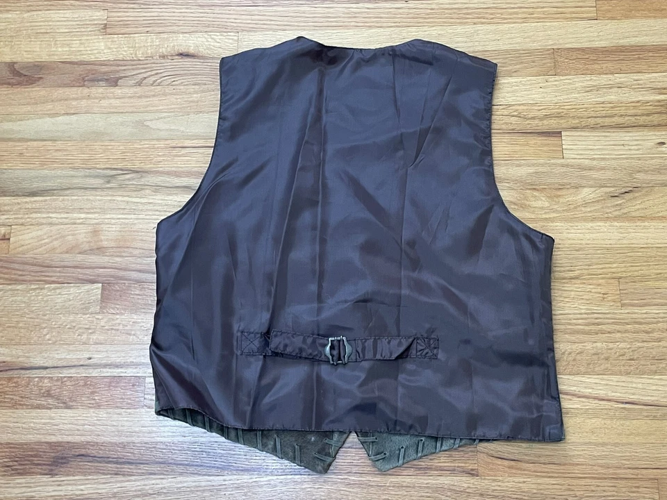 Chaqueta Chaleco Haband Para Mujer M Gris Gamuza Cuero Detalle Botón Frontal Sin Mangas Foto 2 de 4