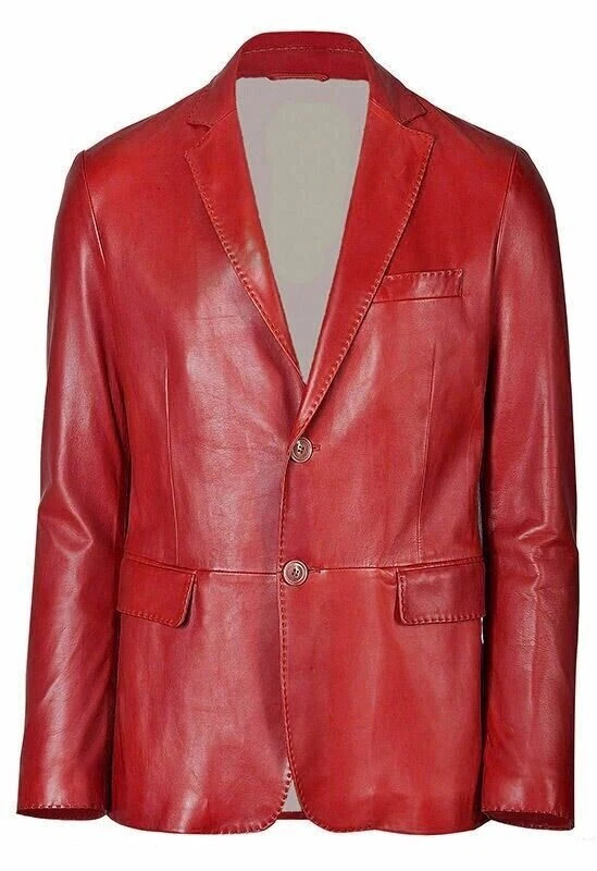 CLASSIC New Men's Red Two Button Blazer 100% Soft Lambskin Stylish SlimFitBlazer
