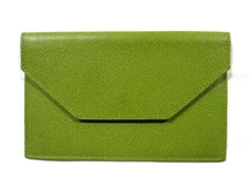 Bergdorf Goodman Wallet Leather Envelope New 4x7" Green