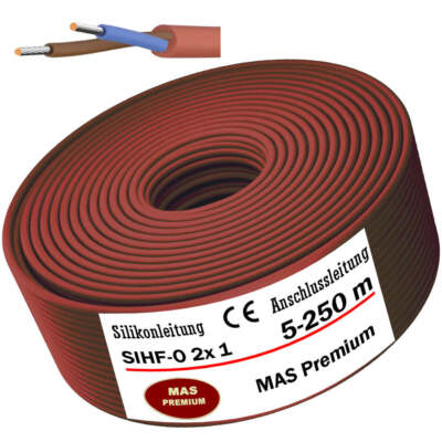 5-250m Silikonkabel Silikonleitung Saunakabel SIHF-O 2x 1 Flexibel für Geräte