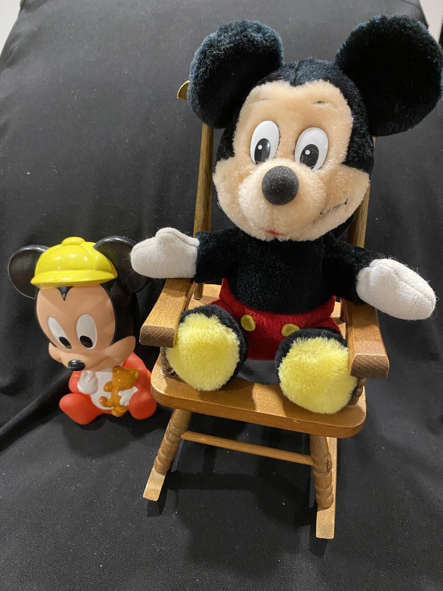 Vintage Mickey Mouse Pair -Plush Rubber with Timber Rocking