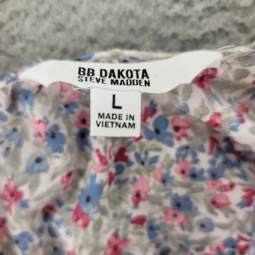 Steve Madden BB Dakota Shirt Womens Large Pink Blue Ditsy Top NWT - Picture 3 of 12