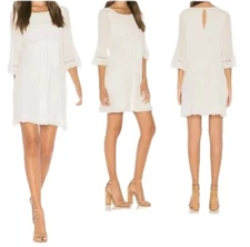 NEW Sanctuary Clothing Ellie Bohem Eyelet-Trim Pintucks White Dress Cotton XL