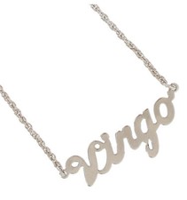 Silver Tone Script Zodiac Sign "Virgo" Horoscope Astrology Pendant Necklace 18"