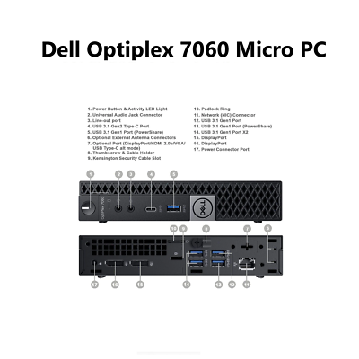 Dell OptiPlex 7060 Micro PC intel i5 8th Gen 16GB RAM 512GB SSD Wi