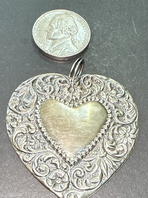 .925 Sterling Silver Vintage Valentine Pendent Charm Heart Pendent. | eBay