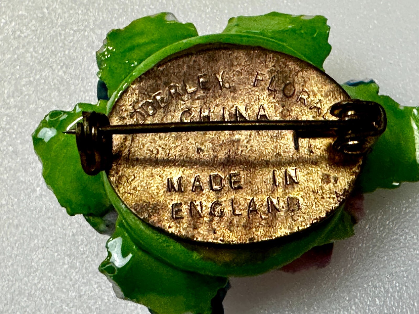 Multi-Colored Bouquet Flowers Floral Ceramic Brooch Pin Adderley Made in England