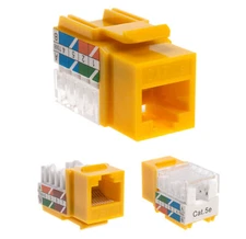 Cat5e Yellow Keystone Jack 45 Degree 110 Punch Down Network Plug Multi-Pack LOT