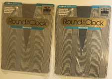 2 Round the Clock Control Top Pantyhose Size B SEA SILVER PEBBLE SAND Vtg 1988