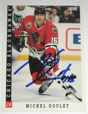 MICHEL GOULET SIGNED SCORE CHICAGO BLACKHAWKS CARD AUTOGRAPH AUTO!!!