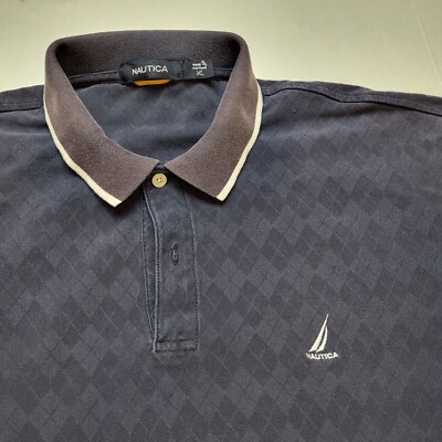 Nautica Polo Shirt Mens XL Argyle Blue Short Sleeve Z68 | eBay