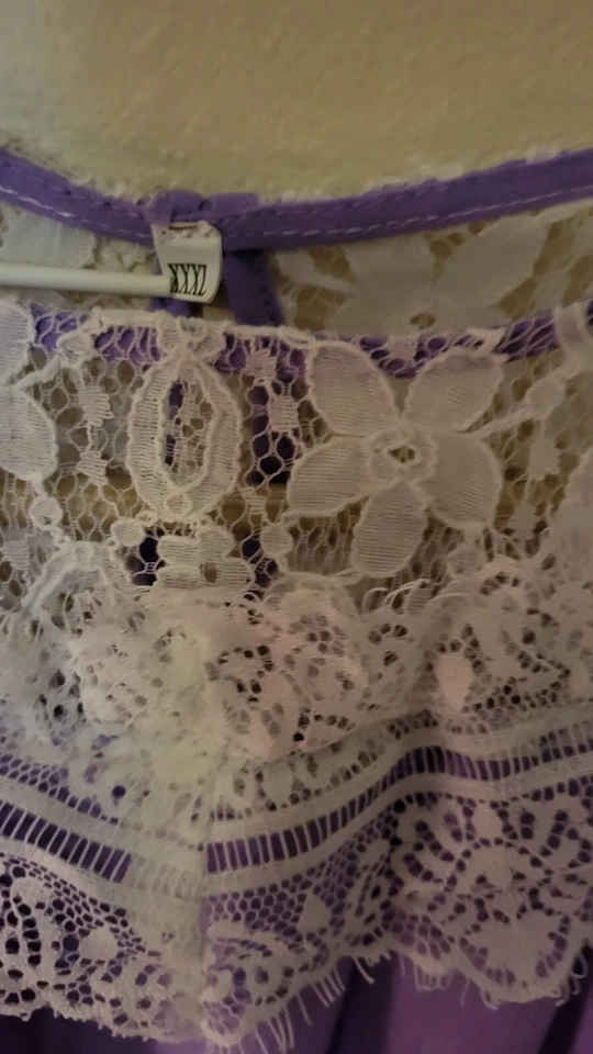 Camiseta sin mangas Faded Glory para mujer de encaje púrpura 3X PJ 35 L 28 a través de la parte delantera del pecho Pit to Pit Foto 3 de 4