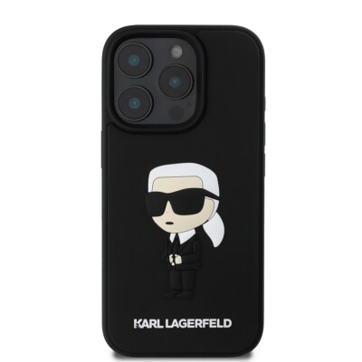 Karl Lagerfeld iPhone 16 Pro Max Hülle Case Cover Rubber Ikonik 3D black