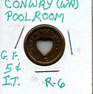 Conway Washington - Pool Room - 5 cent trade token | eBay
