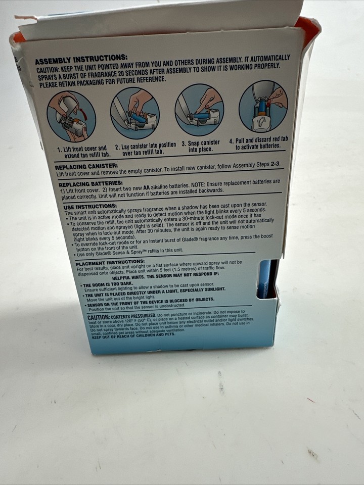 GLADE Sense & Spray CLEAN LINEN Motion Activated Air Freshener Unit Box