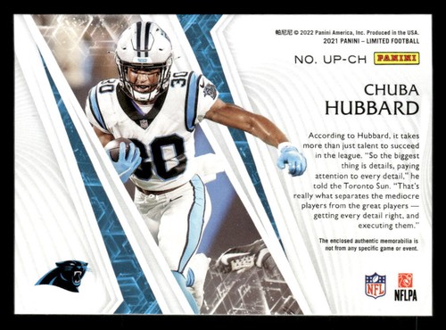 2021 Limited Chuba Hubbard #UP-CH Unlimited Potential RC MEM 02/75 Panthers - Picture 2 of 2