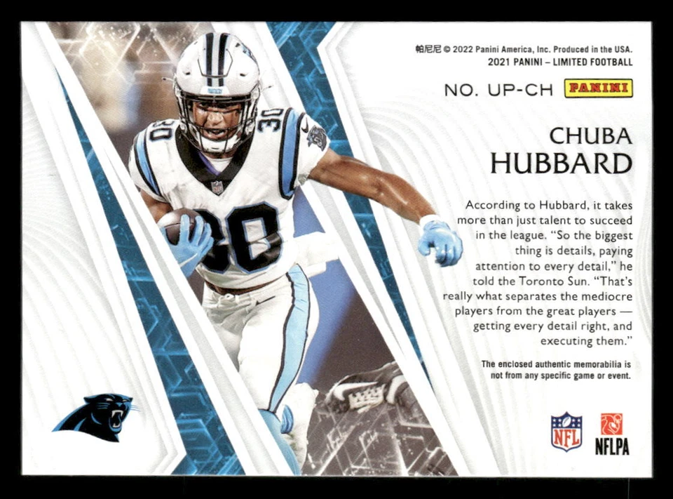 2021 Limited Chuba Hubbard #UP-CH Unlimited Potential RC MEM 02/75 Panthers - Image 2 of 2