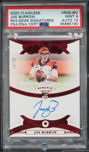 2020 Joe Burrow PSA 9 10 Flawless Rookie Gems Auto #RGSJBU /20
