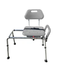 Gateway Premium Sliding Bath Shower Chair Transfer Bench Padded Gray Swivel Seat
