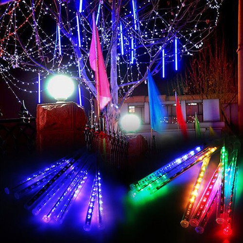 LED Meteor Shower Falling Rain Drop Icicle Snow LED Lights Christmas Decoration - Bild 11 von 31