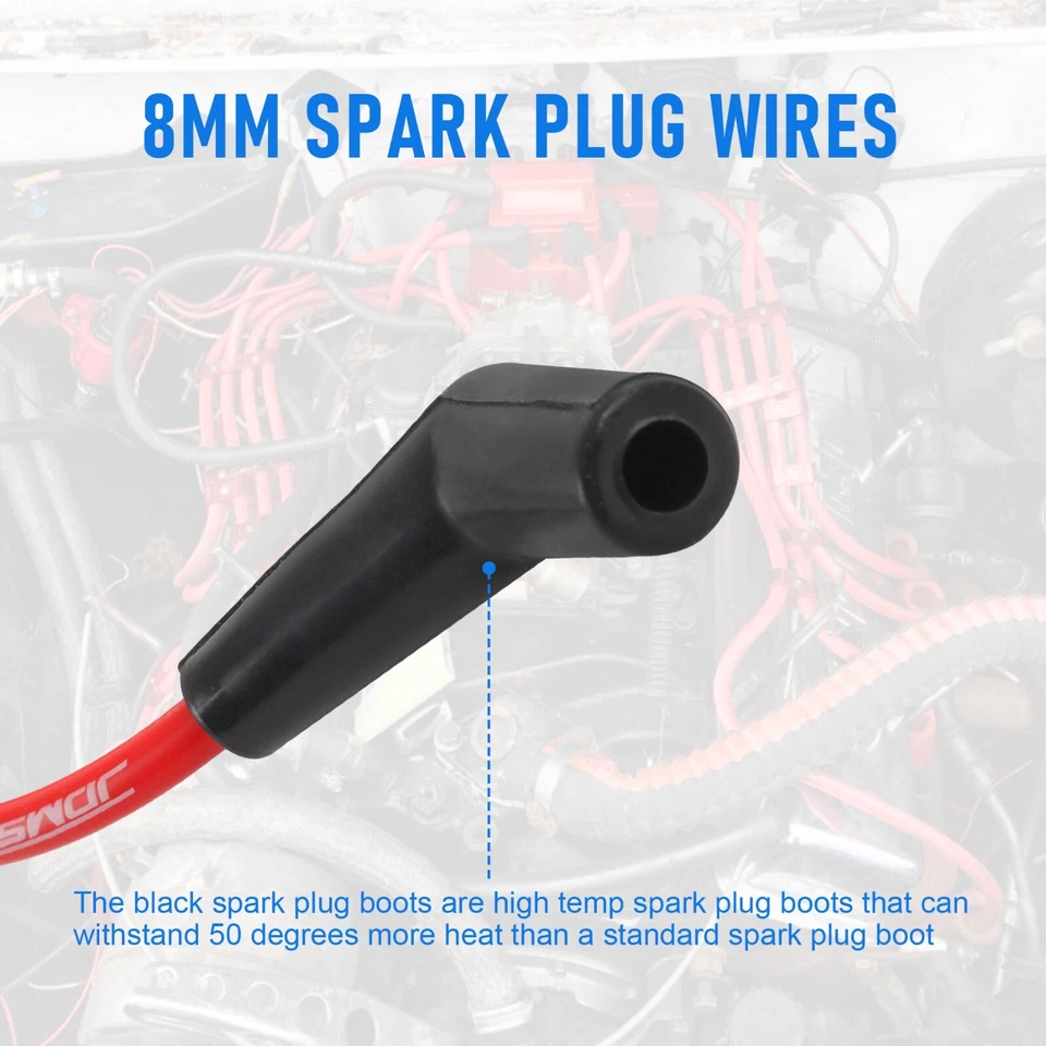 JDMSPEED HEI Spiral Core Spark Plug Wires 45 Degree End 396-427-454-502 For GMC - Image 2 of 4