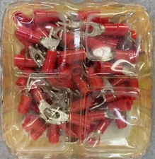 BM 00114,Insulated Fork Lug,0.25-1.5mm2/22-16 AWG, M3.5/#6 Stud,Red,100 Pc's Pkt