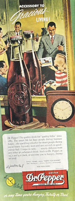 1946 Dr Pepper Soda Gracious Living Drink Good For Life Hungry VTG Print Ad