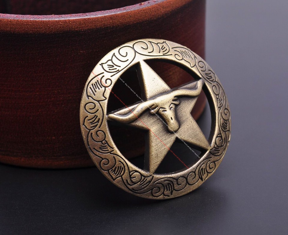 6PC Western Floreale Longhorn RODEO Leather Craft Ottone Antico - Foto 5