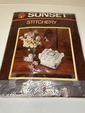 Vtg Sunset Stitchery Kit 2870 Tulips and Lace Box Finished 4" x 4" x 3" READ