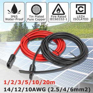 1-Pair-Black-Red-Solar-Panel-Extension-Cable-Wire-MC4-Connector-5-10-20M