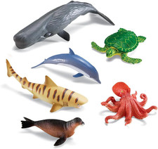 Jumbo Ocean Animals - 6 Pieces, Ages 3 Toddler Learning Toys, Sea Animals Figur