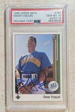 1989 UD #787 OMAR VIZQUEL ROOKIE RC PSA 10 AUTO 10