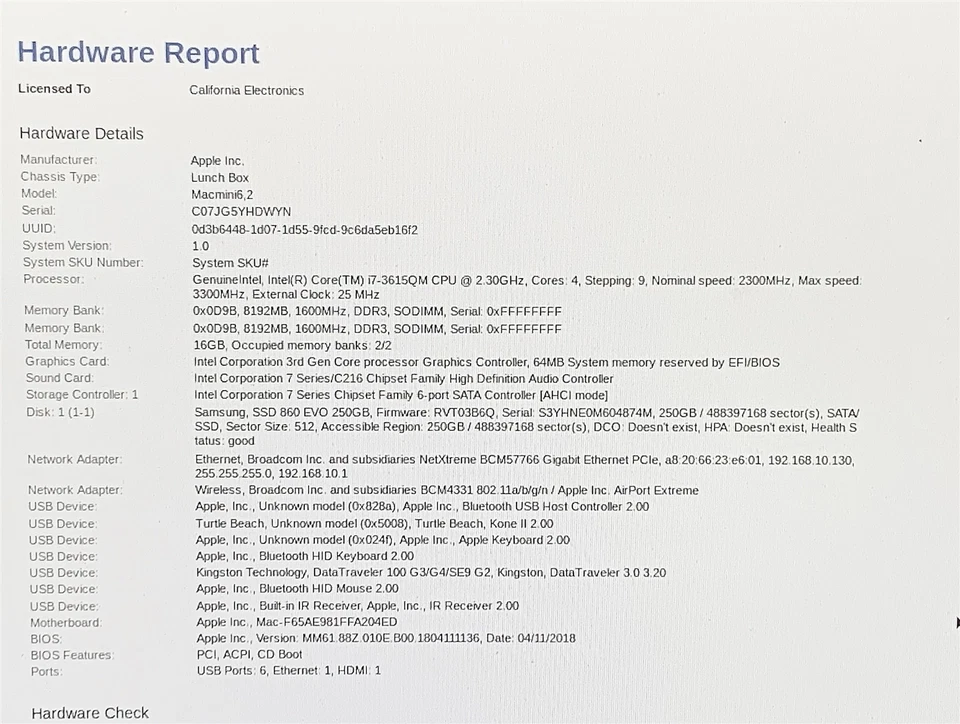Apple MacMini 6,2 A1347 2012 i7 3615QM 2.30GHZ 16GB 250GB SSD OSX High Sierra - Image 2 of 4