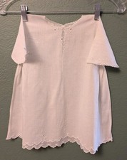 Antique Edwardian Christening Gown Slip Early 1900's Hand Sewn Scalloped Edges