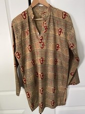 HINDU MAHAKAAL OM SHIVA Unisex Kurta shirt SZ 46 cotton Long sleeve BEIGE