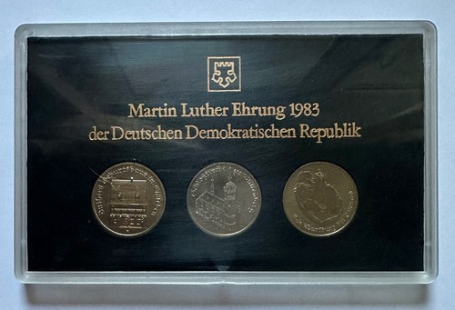 3 x 5 Mark 1983 DDR Martin Luther Ehrung Set mit Wartburg Münzen (892) - Picture 1 of 2