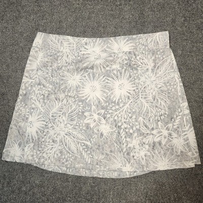 RipSkirt Hawaii Wrap Skirt Womens Medium Grey White Floral Length 1 Lotta Leg 