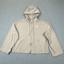 Nike Hoodie Womens Medium Full Zip Cropped Boxy CJ3752-236 Swoosh Pockets Jacket