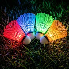 Glow in The Dark Badminton Birdies,LED Badminton Shuttlecocks for Family Backyar