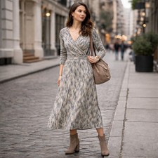 Robbie Bee Curve Flattering Knit Wrap Midi | Modest Chic Sz M NWT