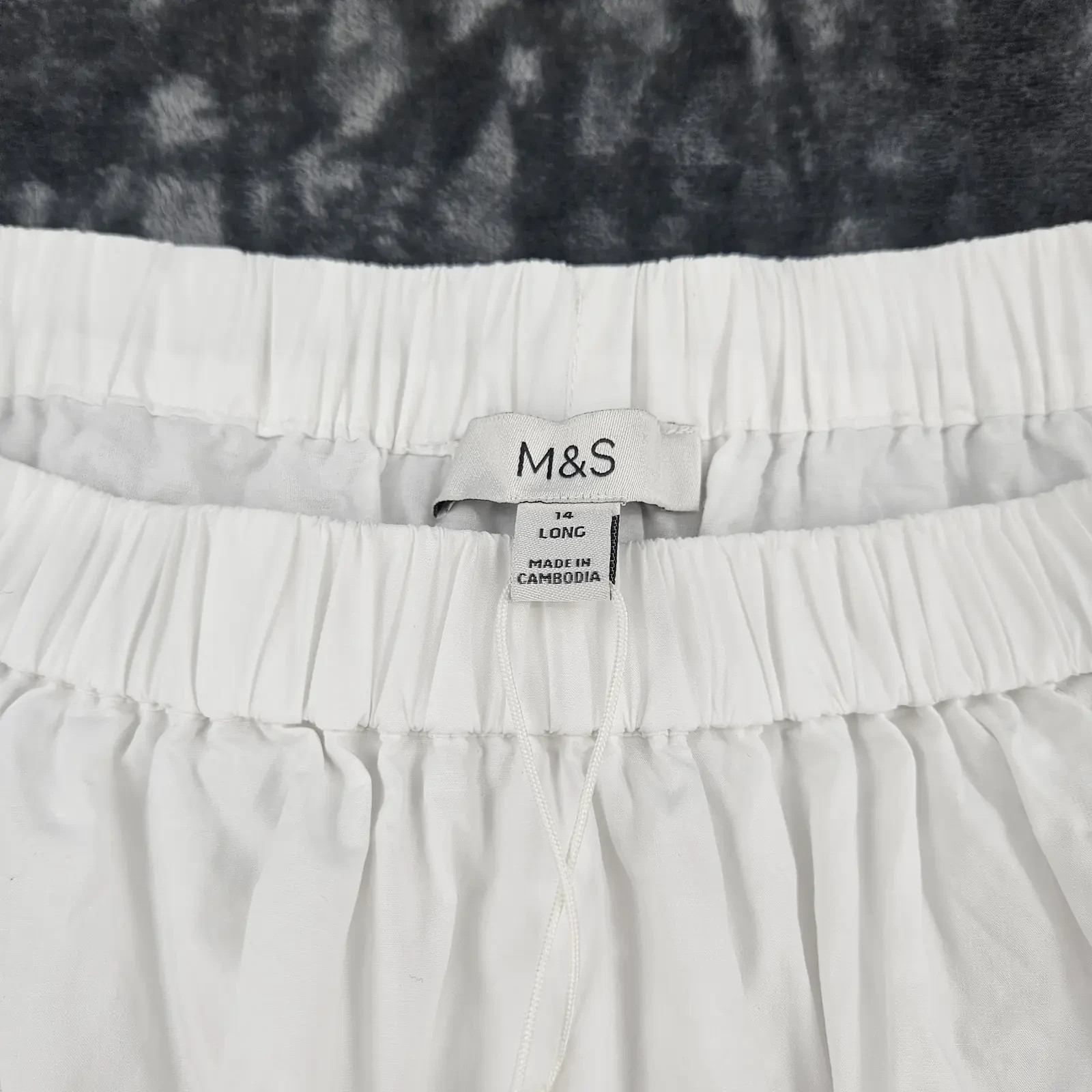 M&S Womens White Maxi Skirt UK 14 Long Elastic Waist A-Line Summer Holiday image 4