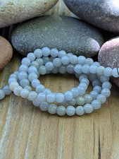 Blue Gray Chalcedony 4mm Smooth Round Beads 14" Strand