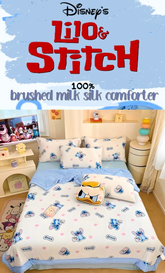 Disney Stitch Full/Queen Comforter Brushed Milk Silk Dimple Dot AOP Soft Quilt - Image 4 of 4