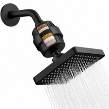 Square Shower Head and 15 Stage Shower Filter Combo, High Pressure Filtered