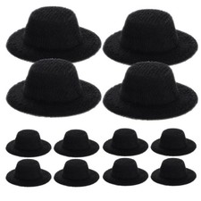 3 Pieces Dress-up Mini Formal Hats Black Fedora Top Miniature Doll