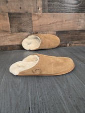 Fireside by Dearfoams Men's Chestnut Genuine Suede Extended Scuff Slippers Sz 13