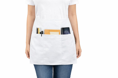 Half Bib 3 Pocket Waitress Apron Waist Aprons for Home & Kitchen Server