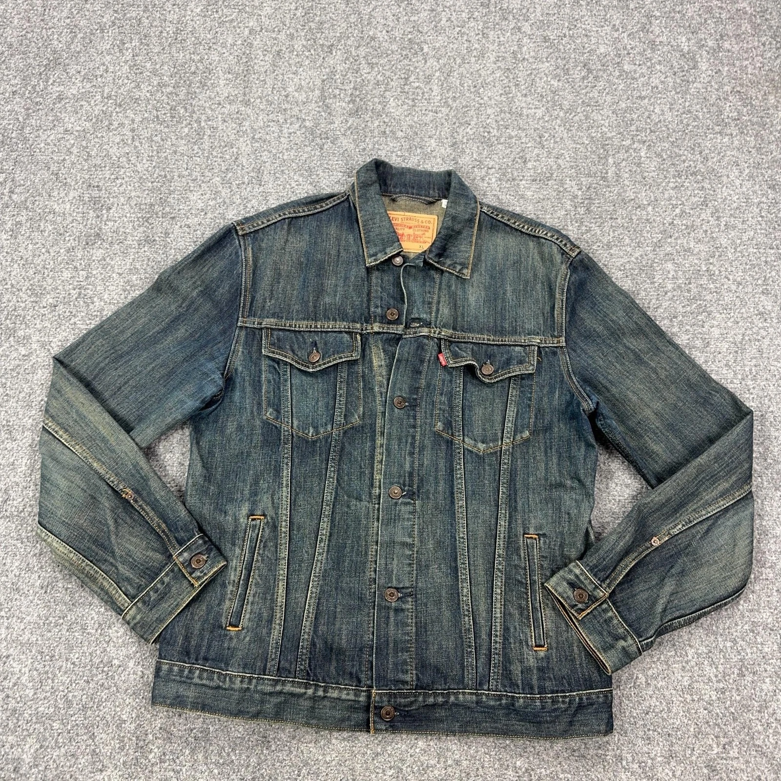 Levis Denim Jacket Mens XL Blue Trucker Button Front Casual Western 705890019
